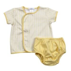 NEW BABY LOREN kids plaid diaper set in yellow